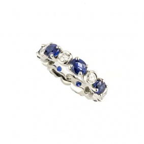 Diamond and Sapphire Eternity Ring in Platinum